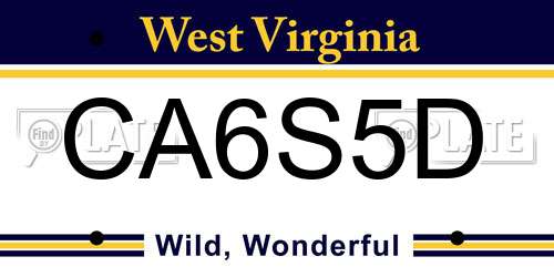 CA6S5D West Virginia License Plate