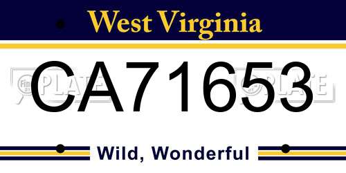 CA71653 West Virginia License Plate
