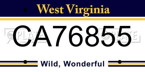 CA76855 West Virginia License Plate