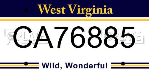 CA76885 West Virginia License Plate