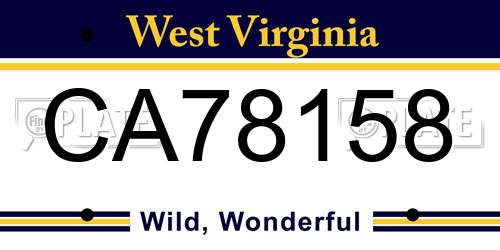 CA78158 West Virginia License Plate
