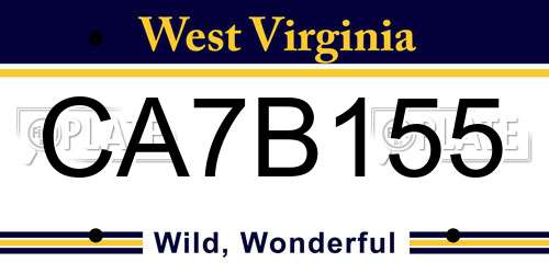 CA7B155 West Virginia License Plate