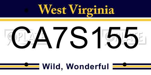 CA7S155 West Virginia License Plate