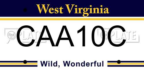 CAA10C West Virginia License Plate