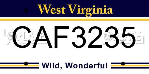 CAF3235 West Virginia License Plate