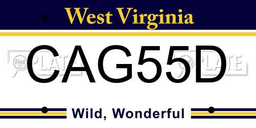 CAG55D West Virginia License Plate
