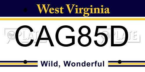 CAG85D West Virginia License Plate
