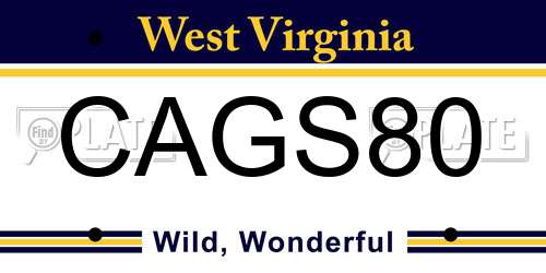 CAGS80 West Virginia License Plate