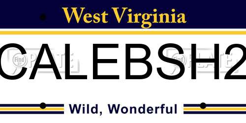 CALEBSH2 West Virginia License Plate