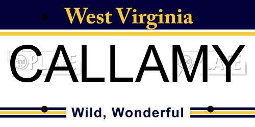 CALLAMY West Virginia License Plate