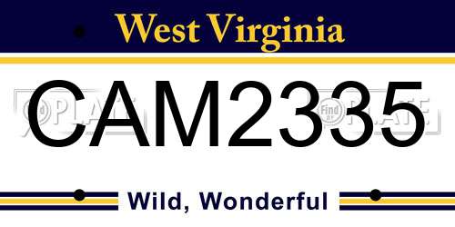 CAM2335 West Virginia License Plate