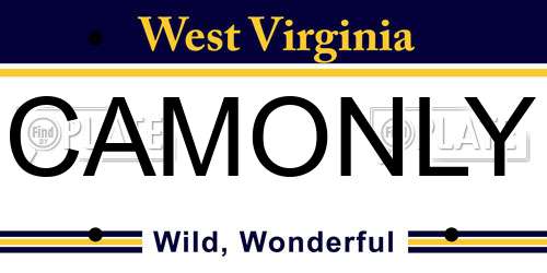 CAMONLY West Virginia License Plate