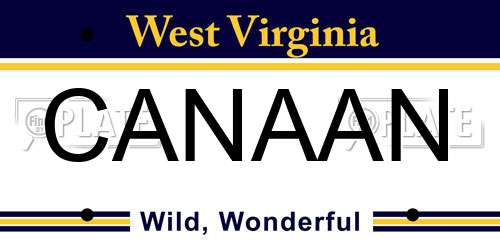 CANAAN West Virginia License Plate