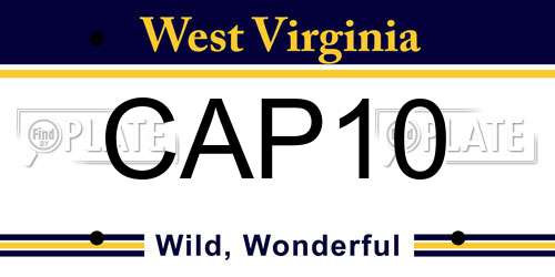 CAP10 West Virginia License Plate