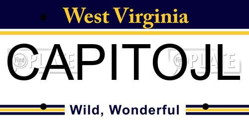 CAPITOJL West Virginia License Plate