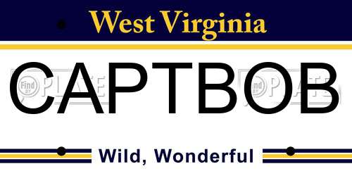 CAPTBOB West Virginia License Plate