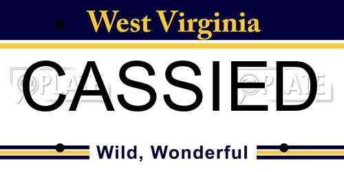 CASSIED West Virginia License Plate