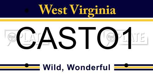 CASTO1 West Virginia License Plate