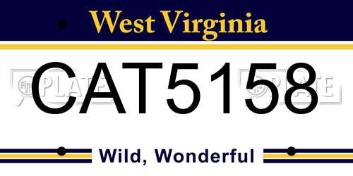 CAT5158 West Virginia License Plate