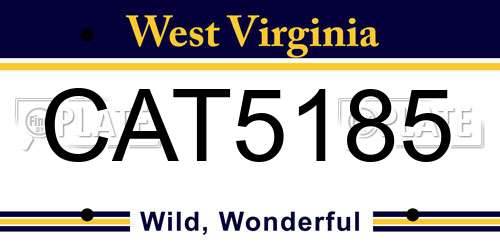 CAT5185 West Virginia License Plate