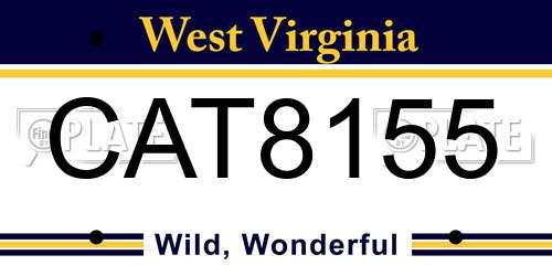 CAT8155 West Virginia License Plate
