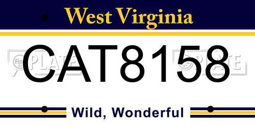 CAT8158 West Virginia License Plate