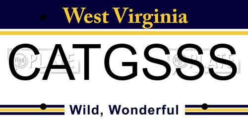 CATGSSS West Virginia License Plate