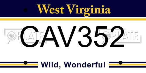 CAV352 West Virginia License Plate