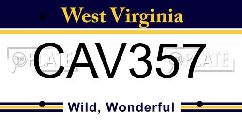 CAV357 West Virginia License Plate
