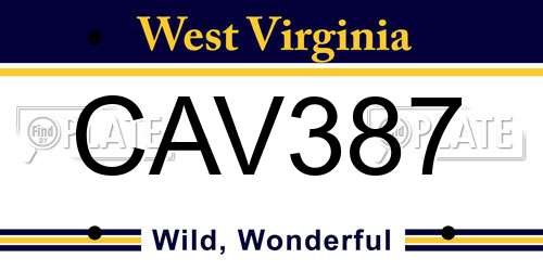 CAV387 West Virginia License Plate