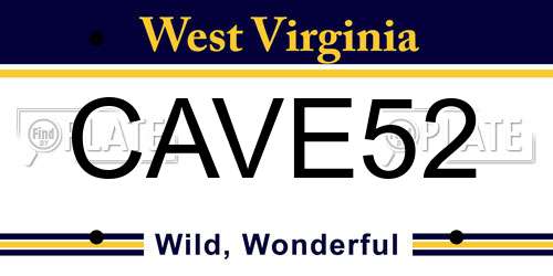 CAVE52 West Virginia License Plate