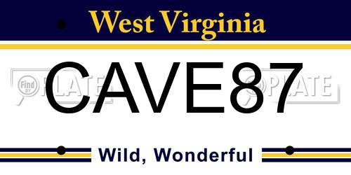 CAVE87 West Virginia License Plate
