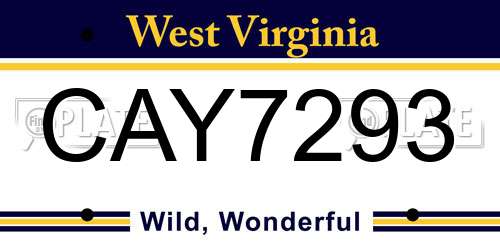 CAY7293 West Virginia License Plate