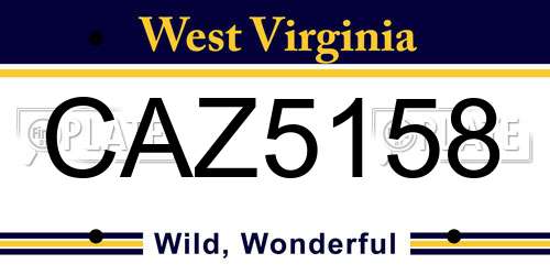 CAZ5158 West Virginia License Plate