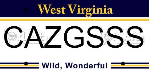 CAZGSSS West Virginia License Plate