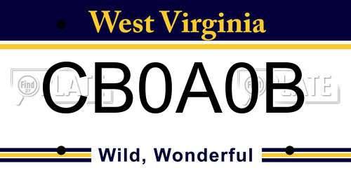 CB0A0B West Virginia License Plate