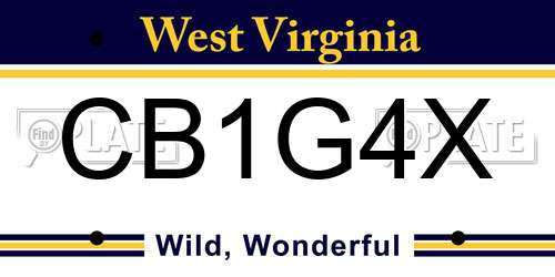 CB1G4X West Virginia License Plate