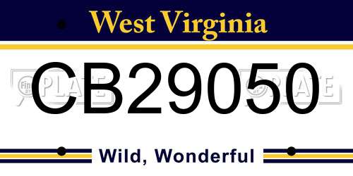 CB29050 West Virginia License Plate
