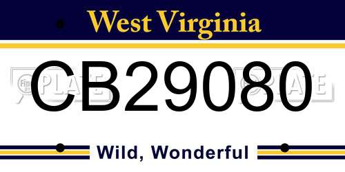 CB29080 West Virginia License Plate
