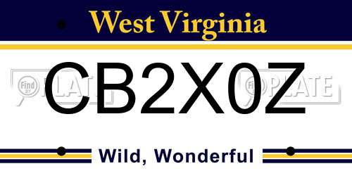 CB2X0Z West Virginia License Plate