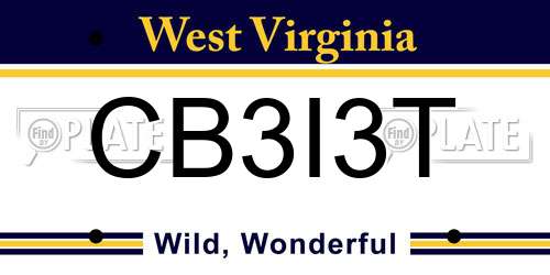 CB3I3T West Virginia License Plate