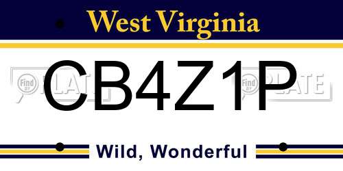 CB4Z1P West Virginia License Plate