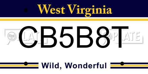 CB5B8T West Virginia License Plate