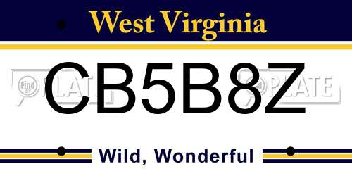 CB5B8Z West Virginia License Plate