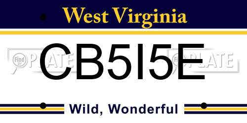 CB5I5E West Virginia License Plate