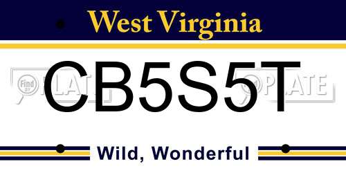 CB5S5T West Virginia License Plate