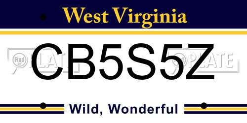 CB5S5Z West Virginia License Plate