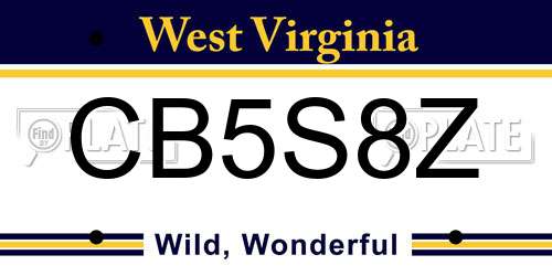 CB5S8Z West Virginia License Plate