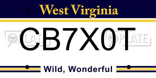 CB7X0T West Virginia License Plate