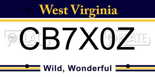 CB7X0Z West Virginia License Plate